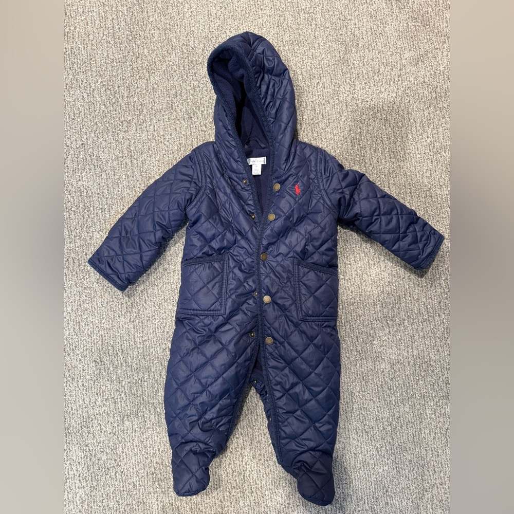 Ralph Lauren Navy Blue Infant Quilted Snowsuit/ Bunting 6 months